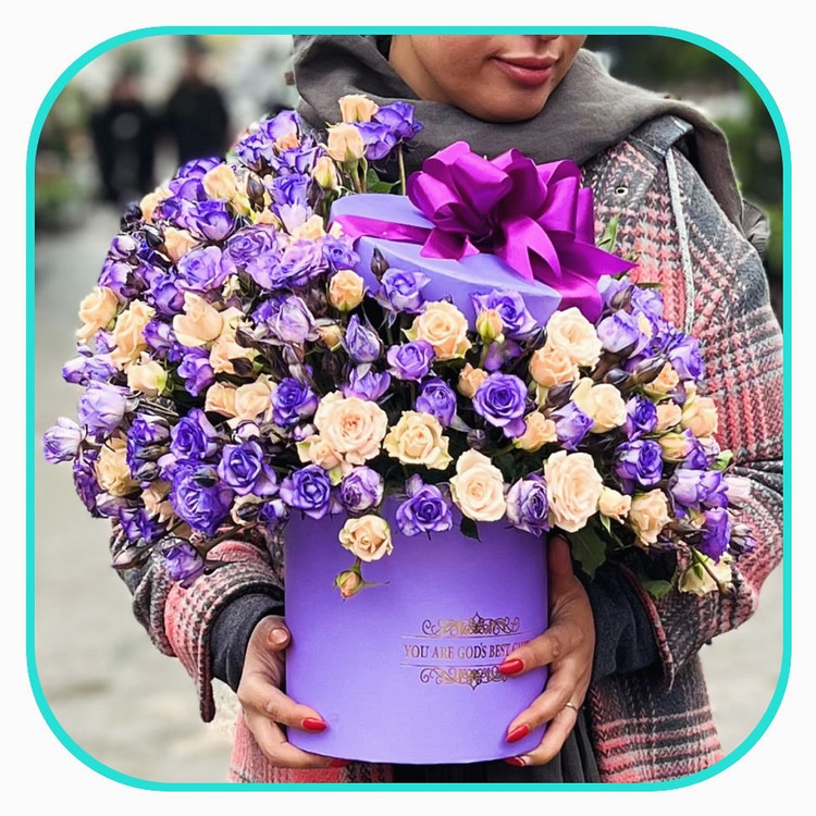 باکس گل بنفش یاسی