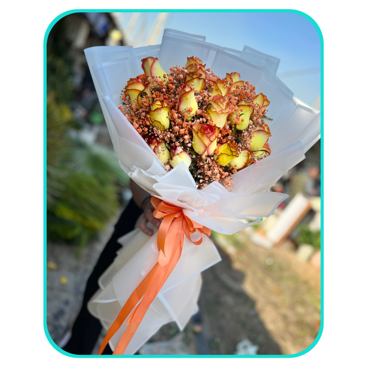 دسته گل رز نارنجی