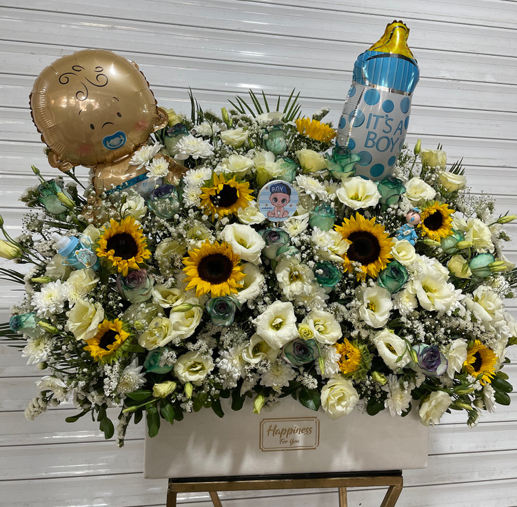 باکس گل نوزادی بزرگ پسرونه