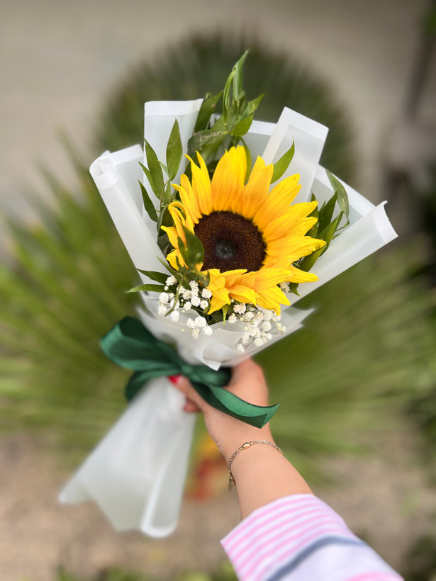 دسته گل با یک شاخه آفتابگردون