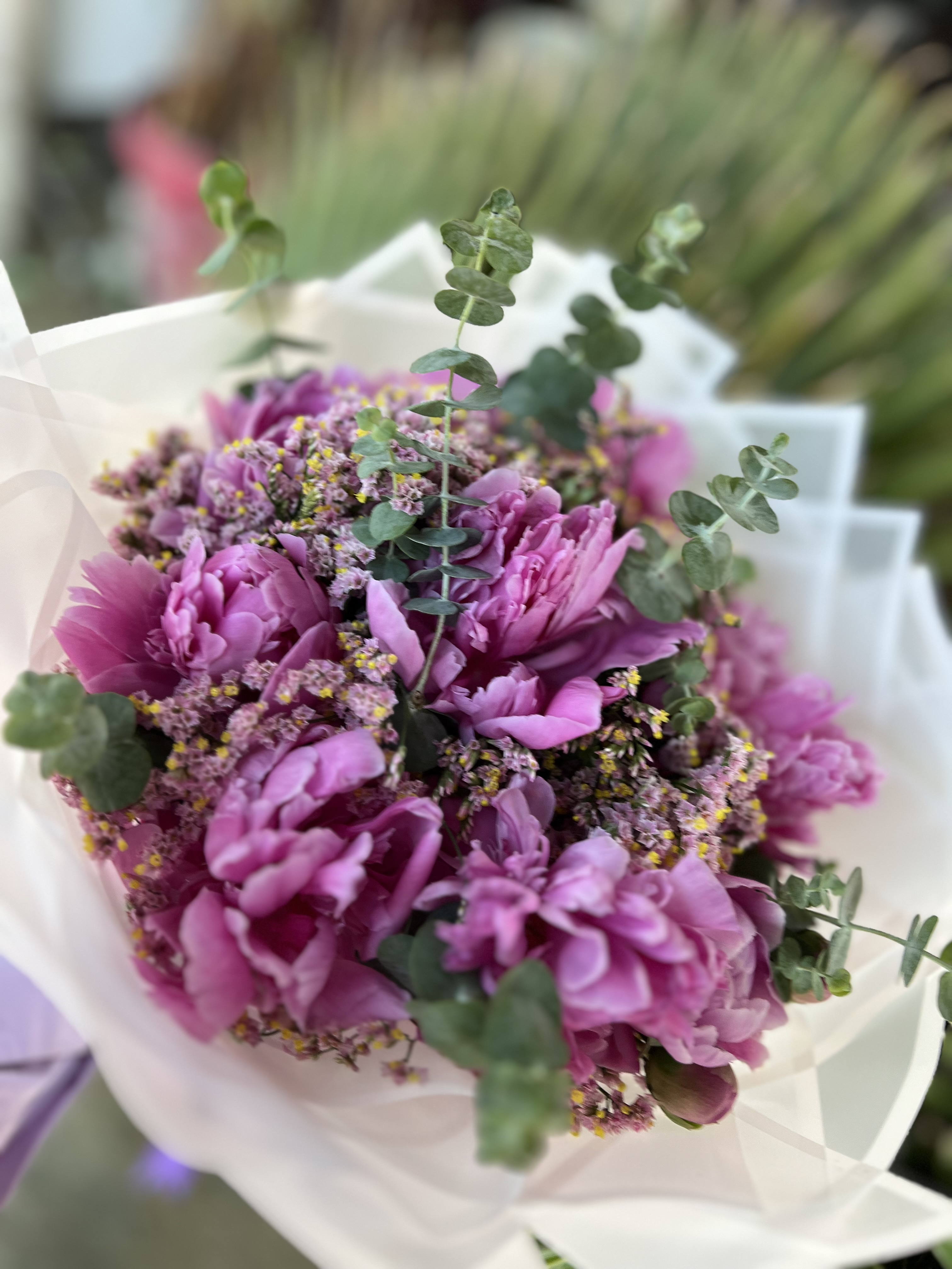 دسته گل پیونی سرخابی
